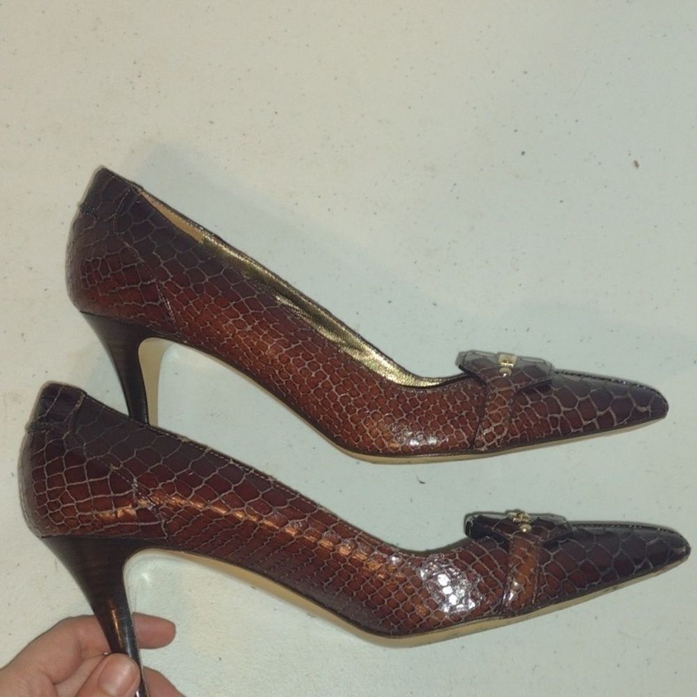 SNAKESKIN Escada Heels brownish reddish color size 38 - Picture 9 of 12